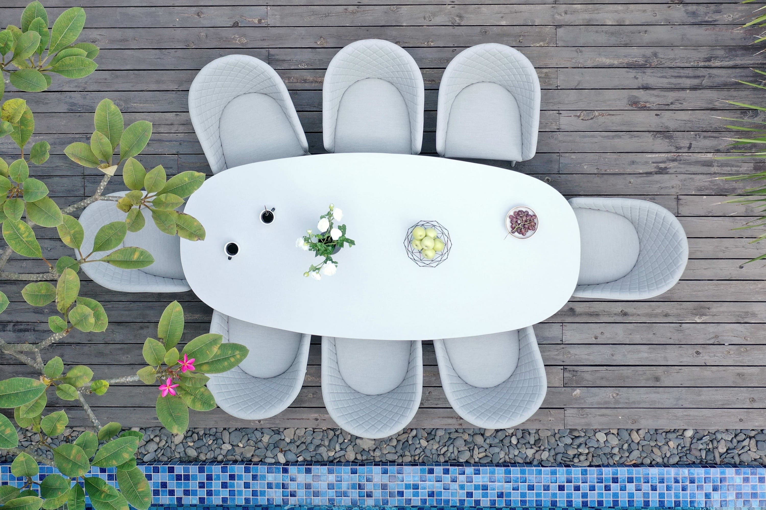 Aerial view of an outdoor dining setting