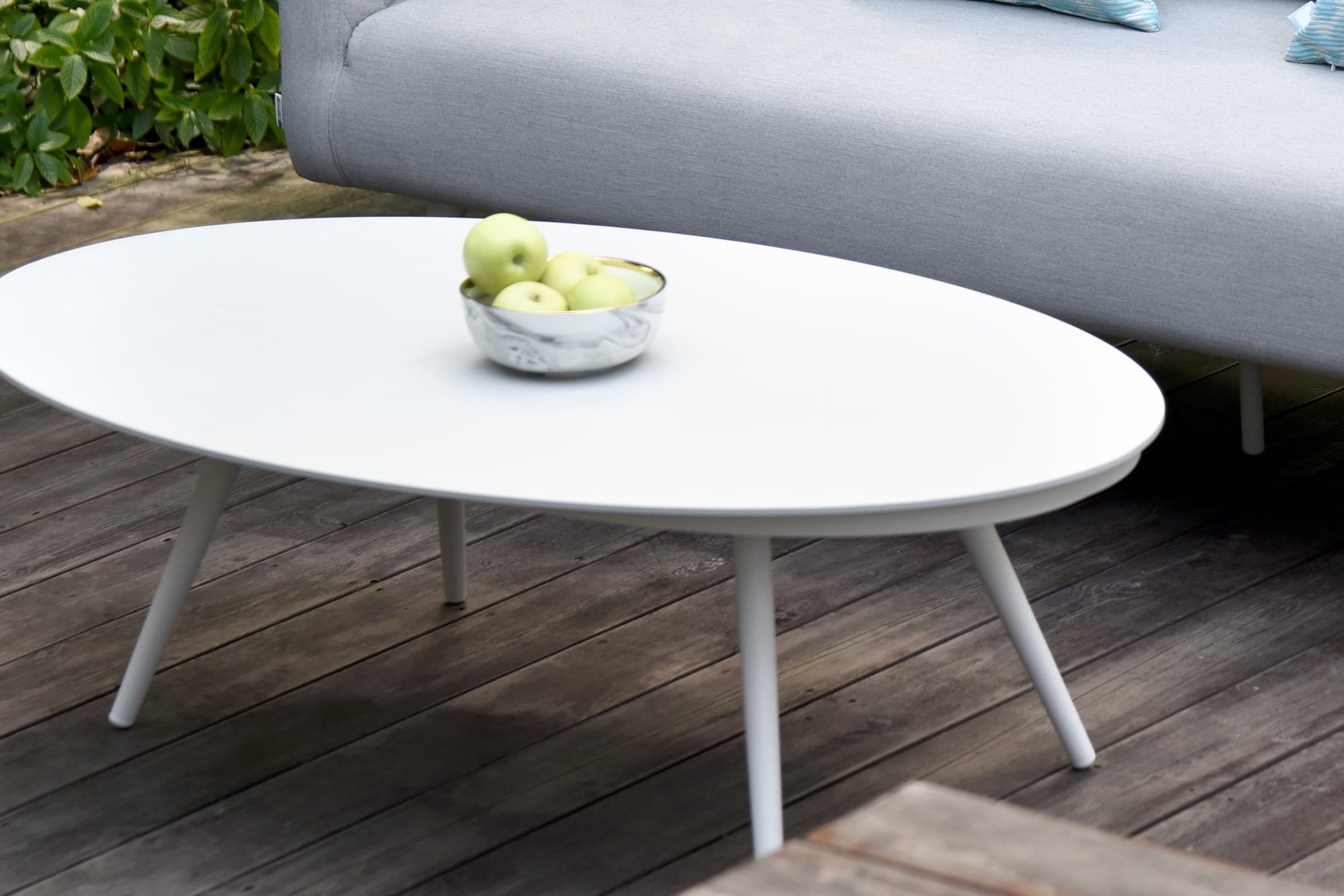 Outdoor table and textile material detail