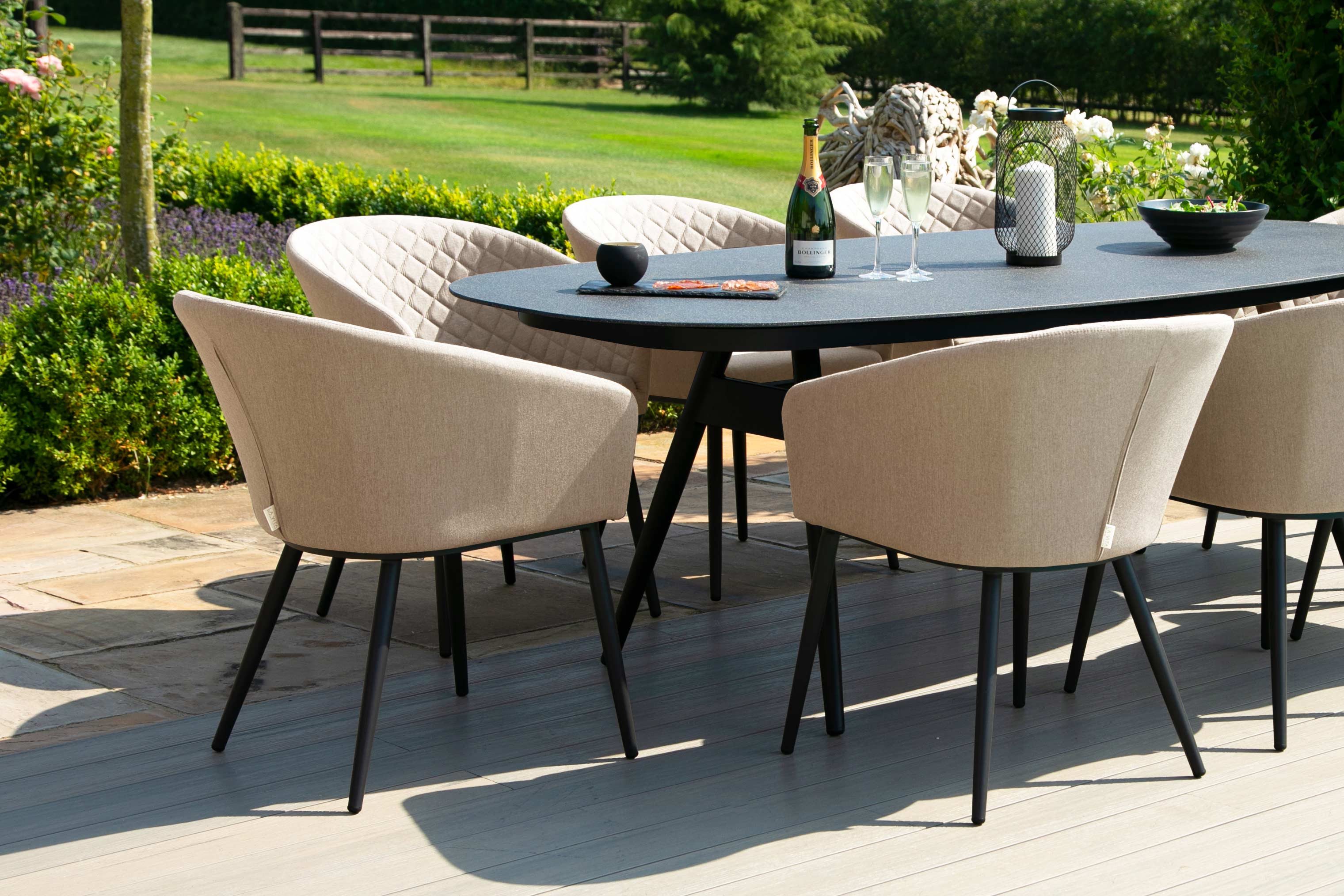 Outdoor dining composition prepared for professional specification