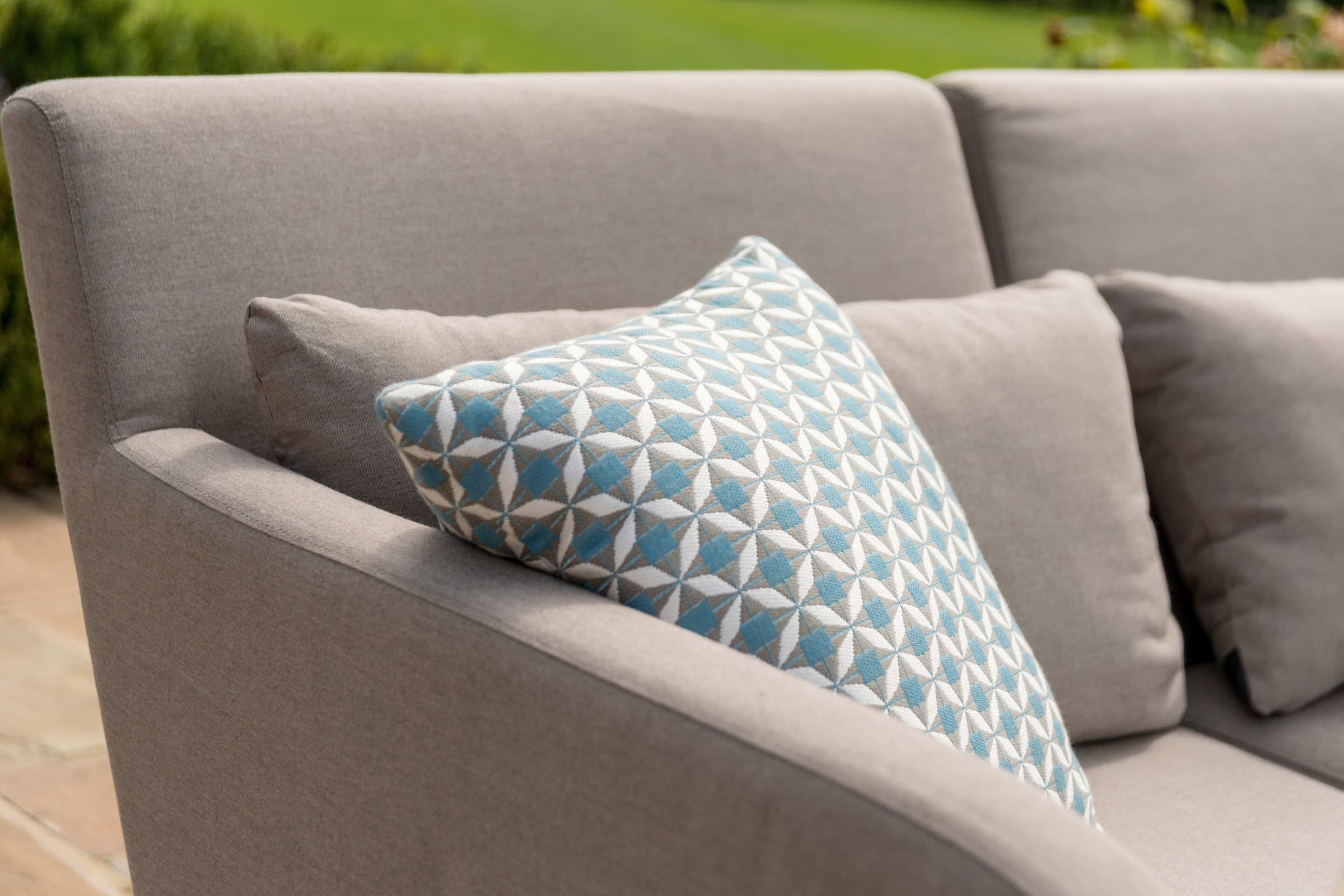 Outdoor textile detail for a private garden setting