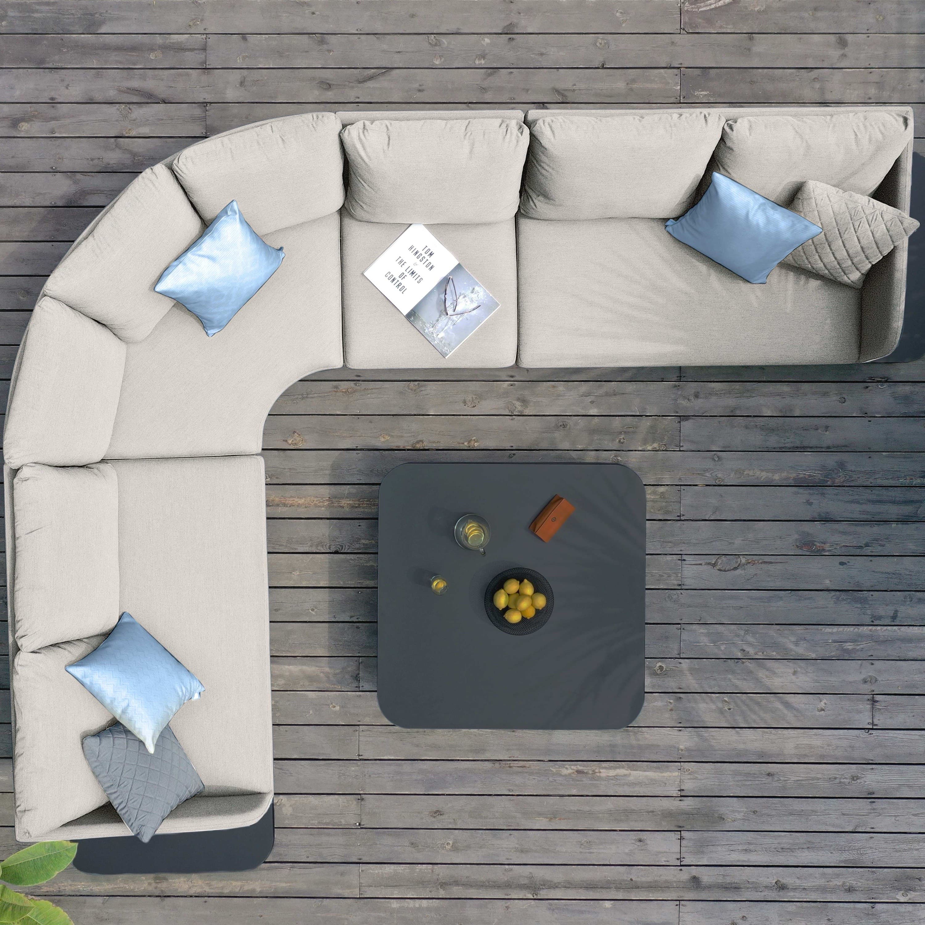 Aerial view of a coordinated outdoor lounge setting