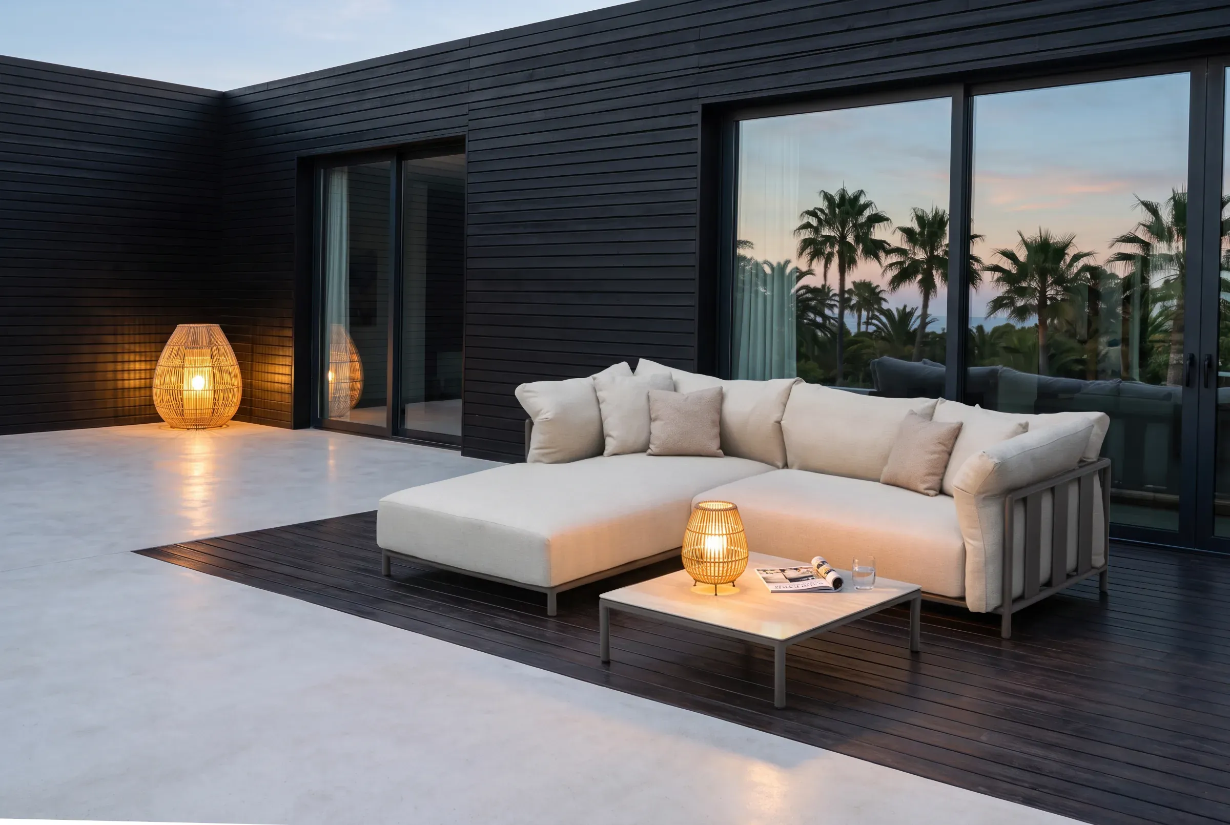 Cascade Chaise Lounge Sofa Set arranged in an outdoor setting