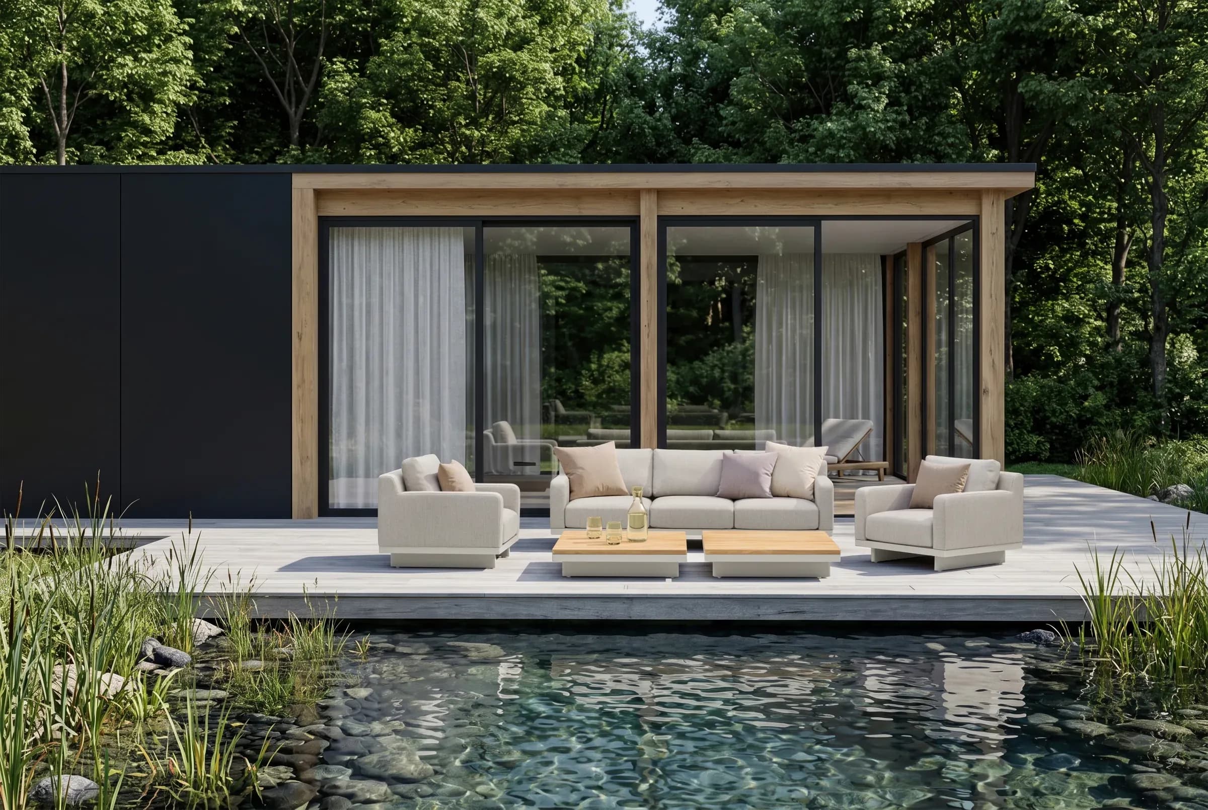 Horizon Sofa Set arranged in an outdoor setting