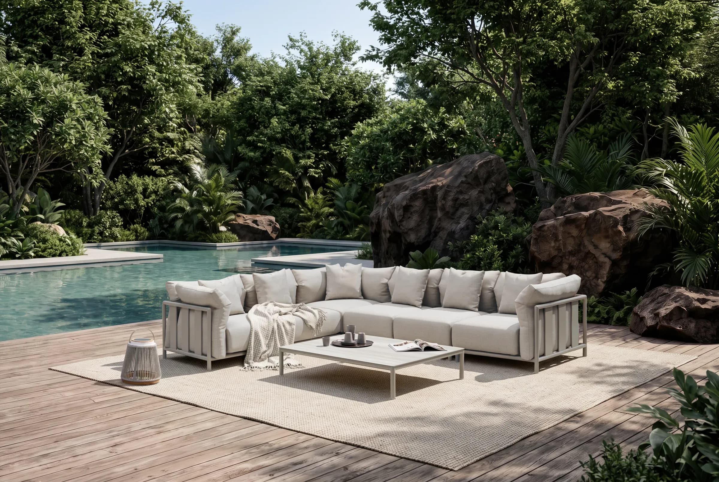 Cascade Modular Sofa Set shown in an outdoor setting