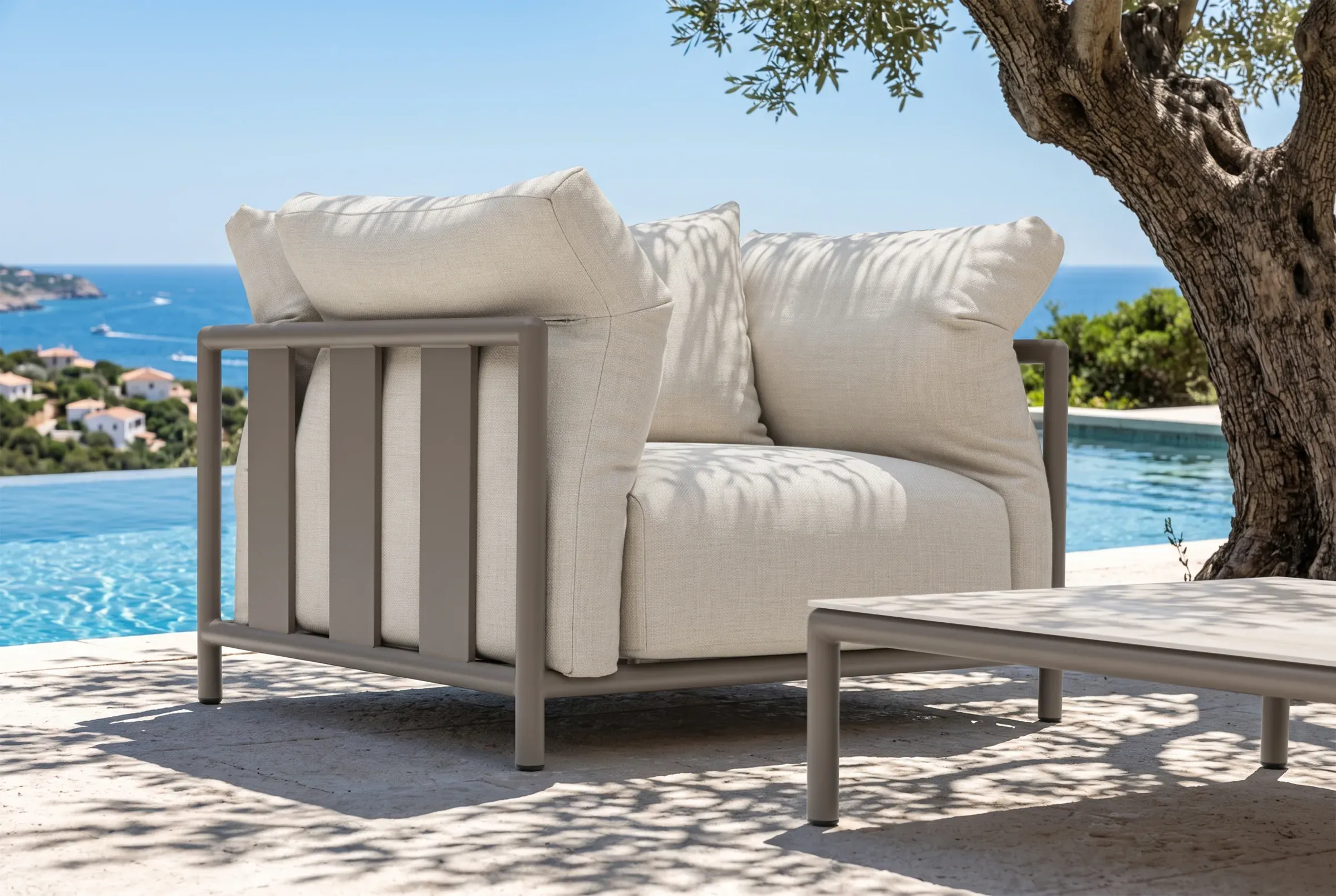 Cascade Sofa Set shown in an outdoor setting