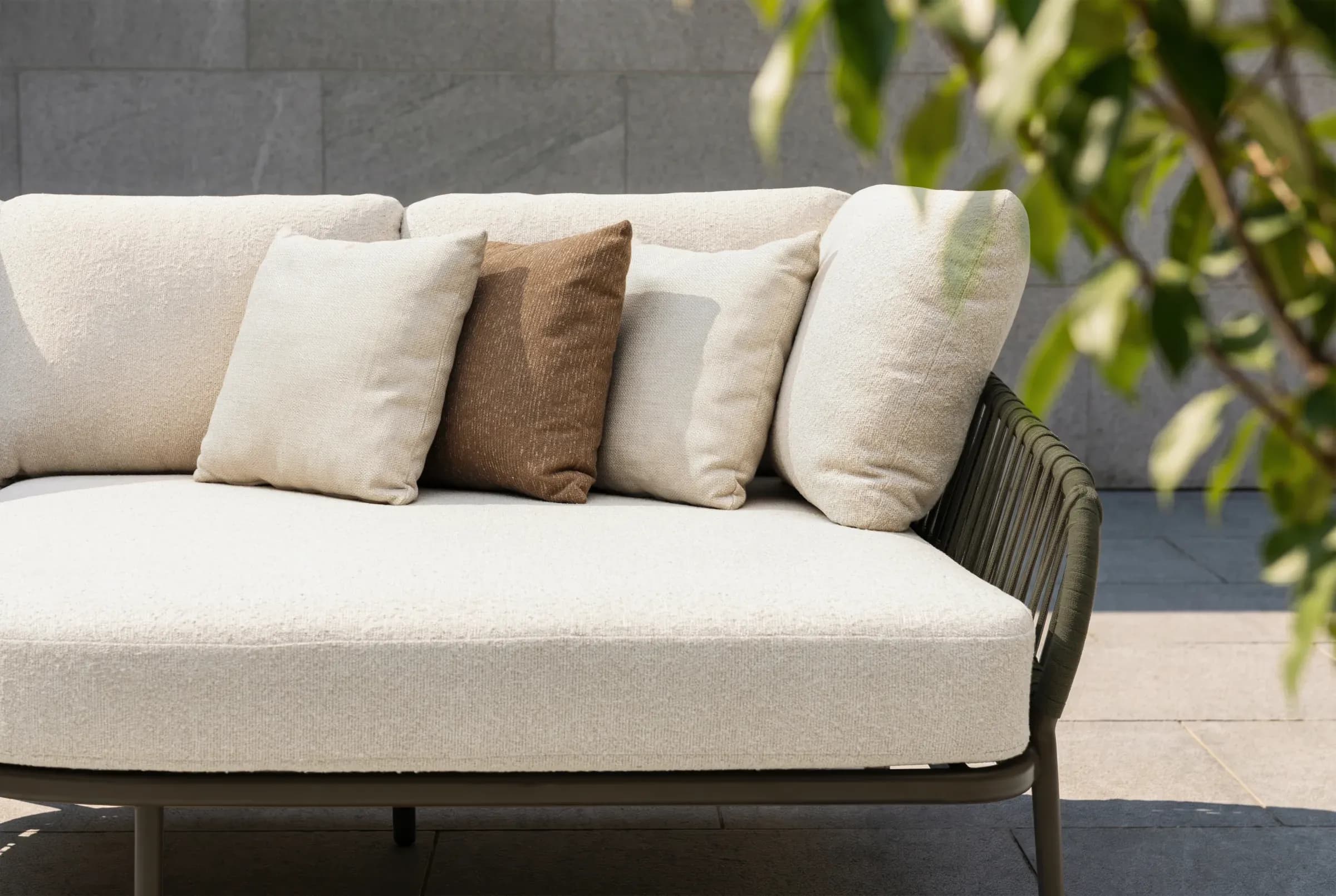 Lyra Chaise Lounge Sofa Set shown in an outdoor setting