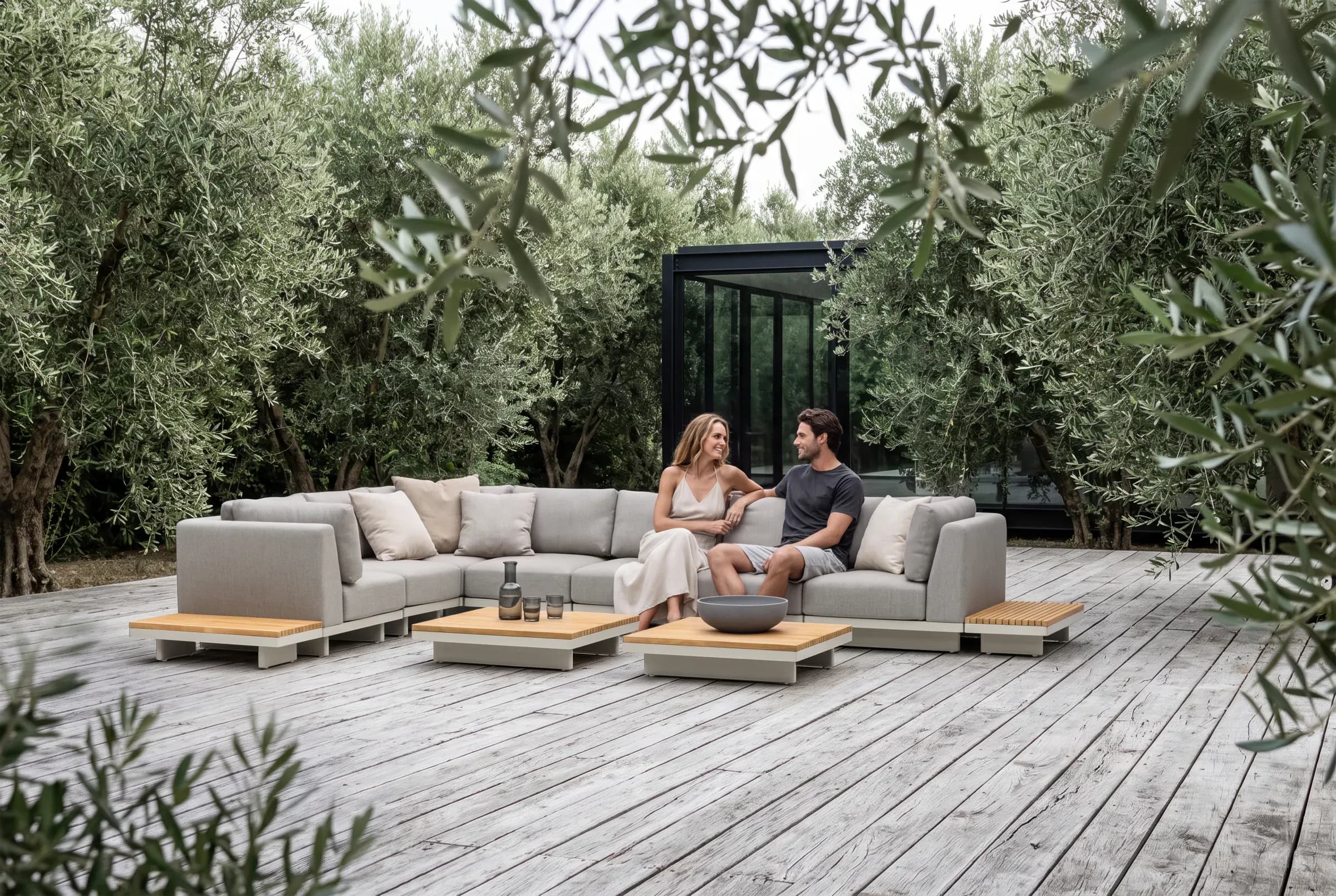 Horizon Corner Sofa Set arranged in an outdoor setting