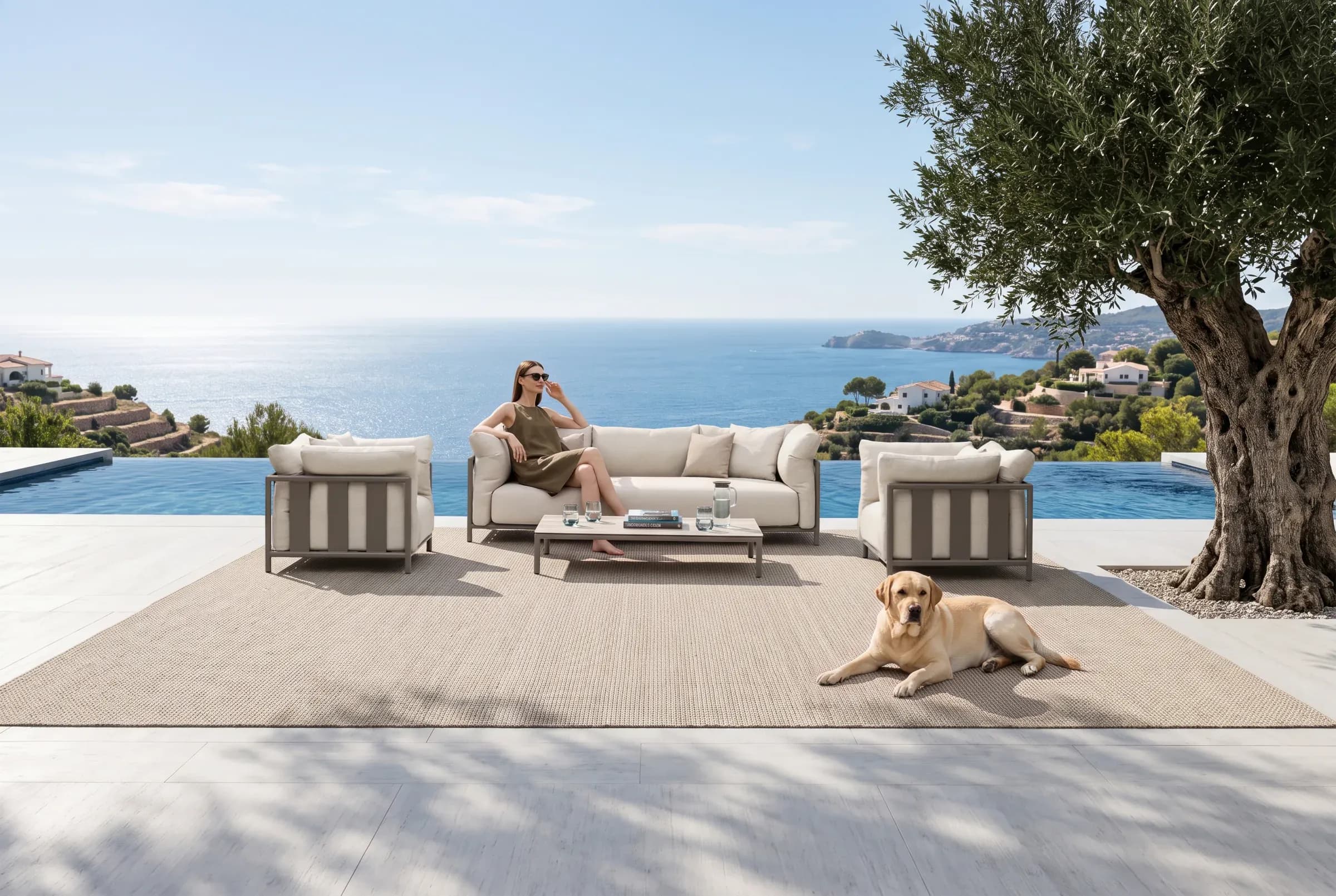 Cascade Sofa Set arranged in an outdoor setting
