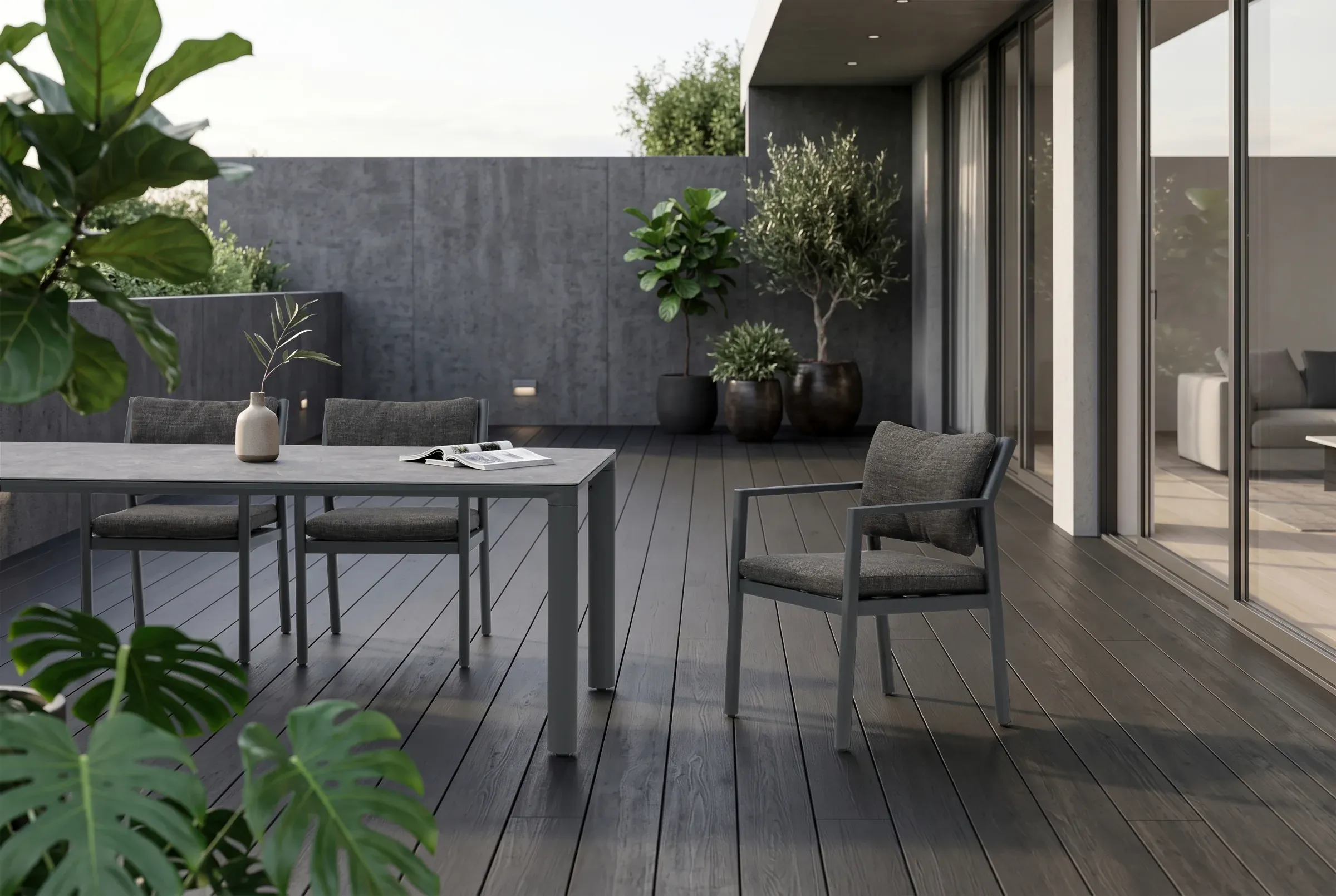 Metro Dining Set arranged in an outdoor setting