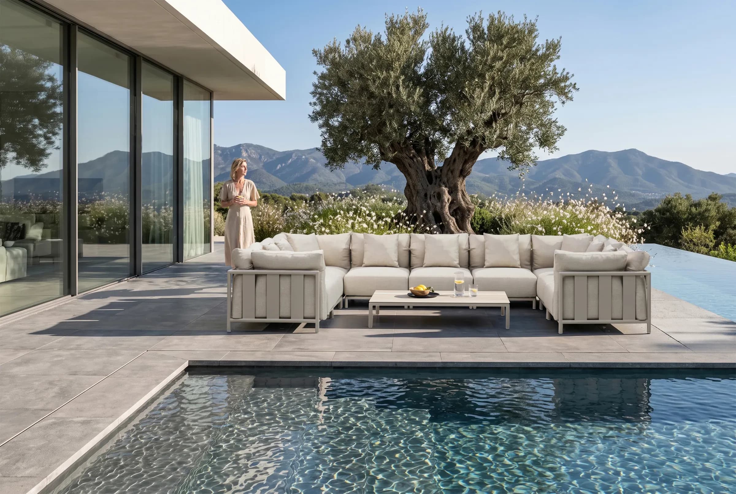 Cascade Modular Sofa Set arranged in an outdoor setting
