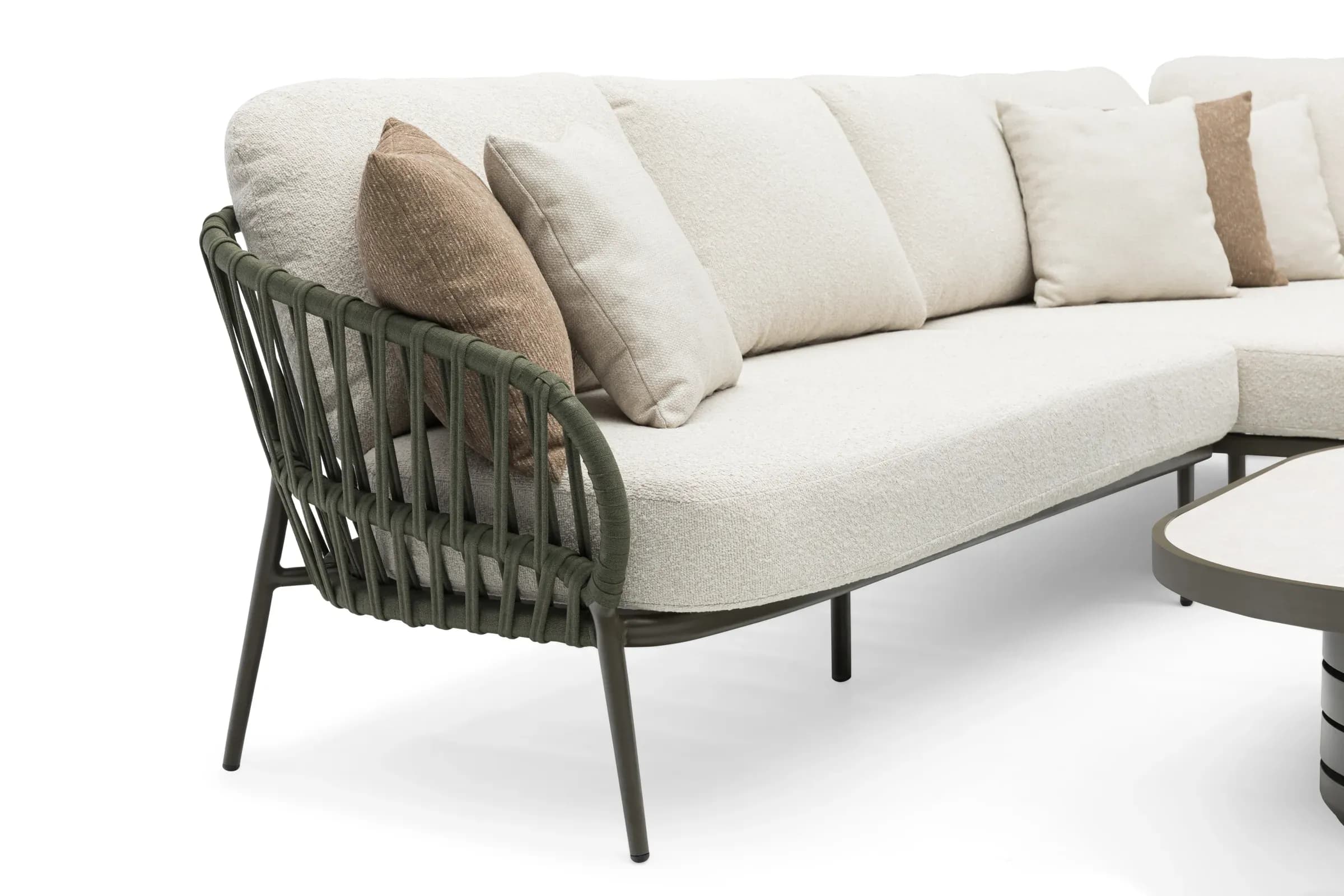 Lyra Chaise Lounge Sofa Set, close-up of construction and design details