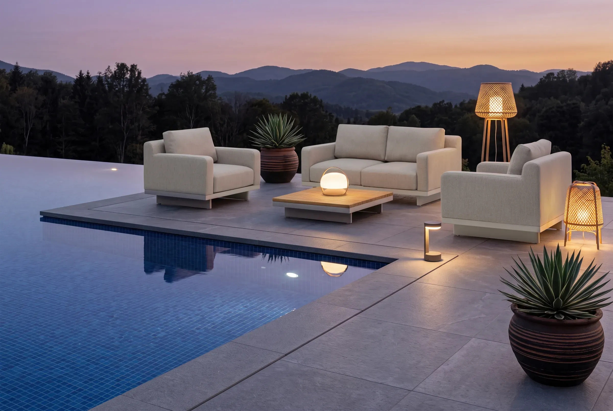 Horizon Sofa Set shown in an outdoor setting