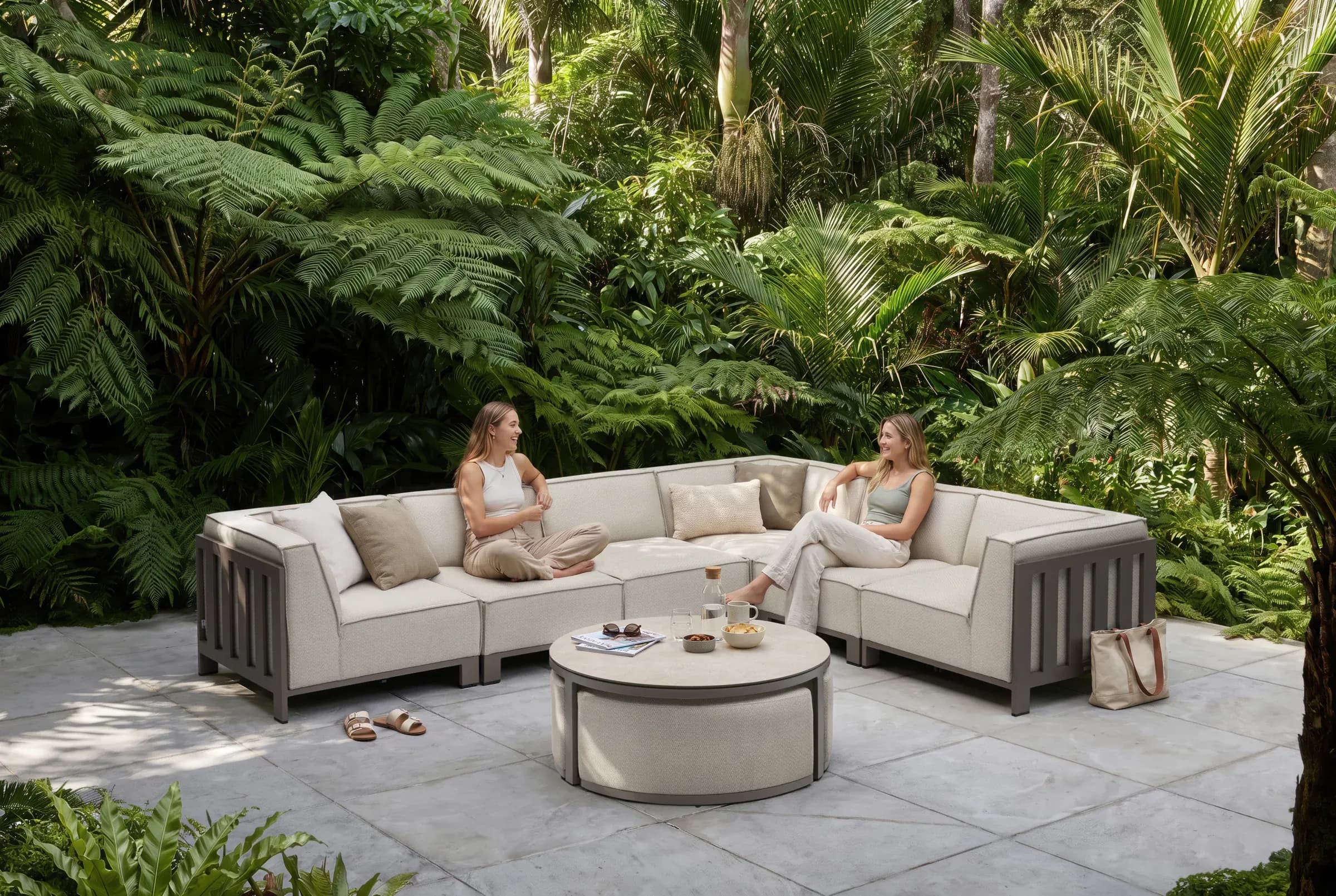Ibiza Modular Sofa Set arranged in an outdoor setting