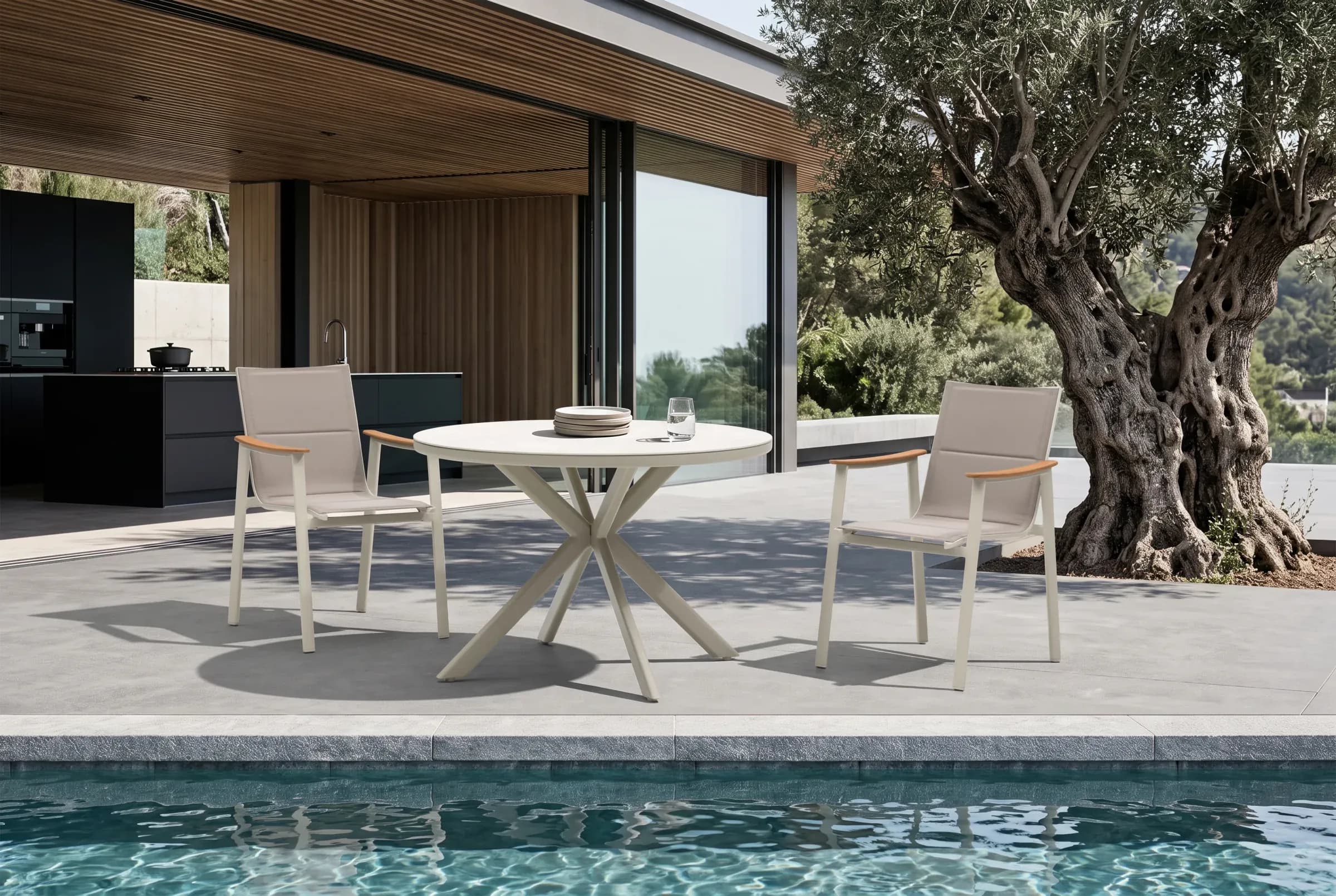 Breeze Dining Chair arranged in an outdoor setting