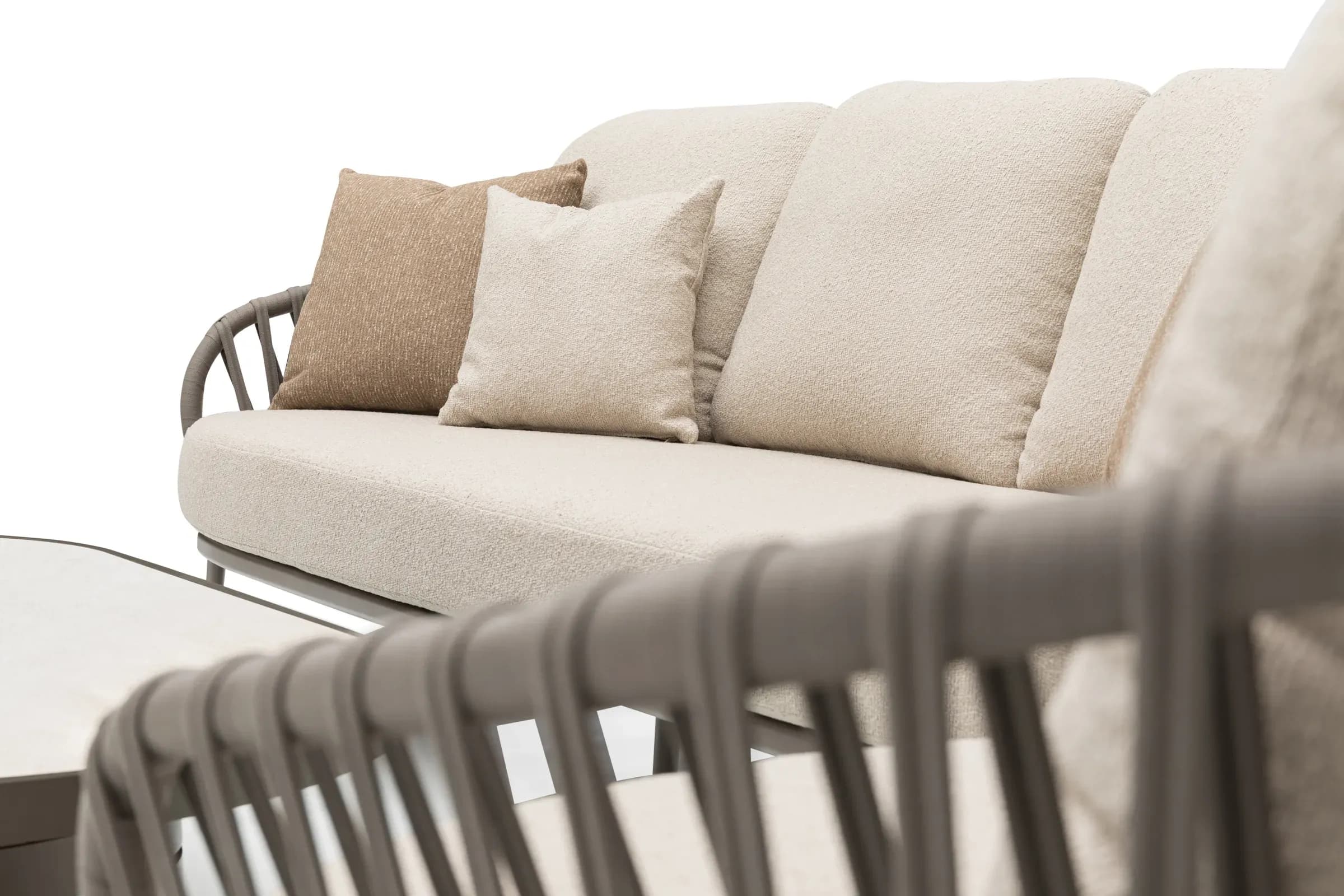 Lyra 3 Seater Sofa Set, close-up of construction and design details