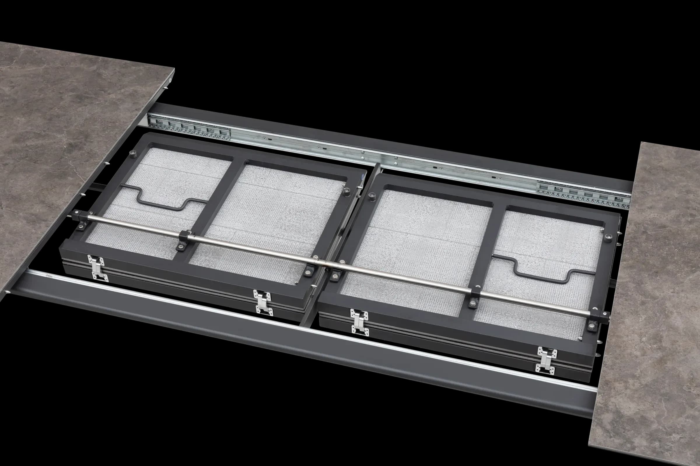 Apex REC Extending Dining Table, close-up of construction and design details