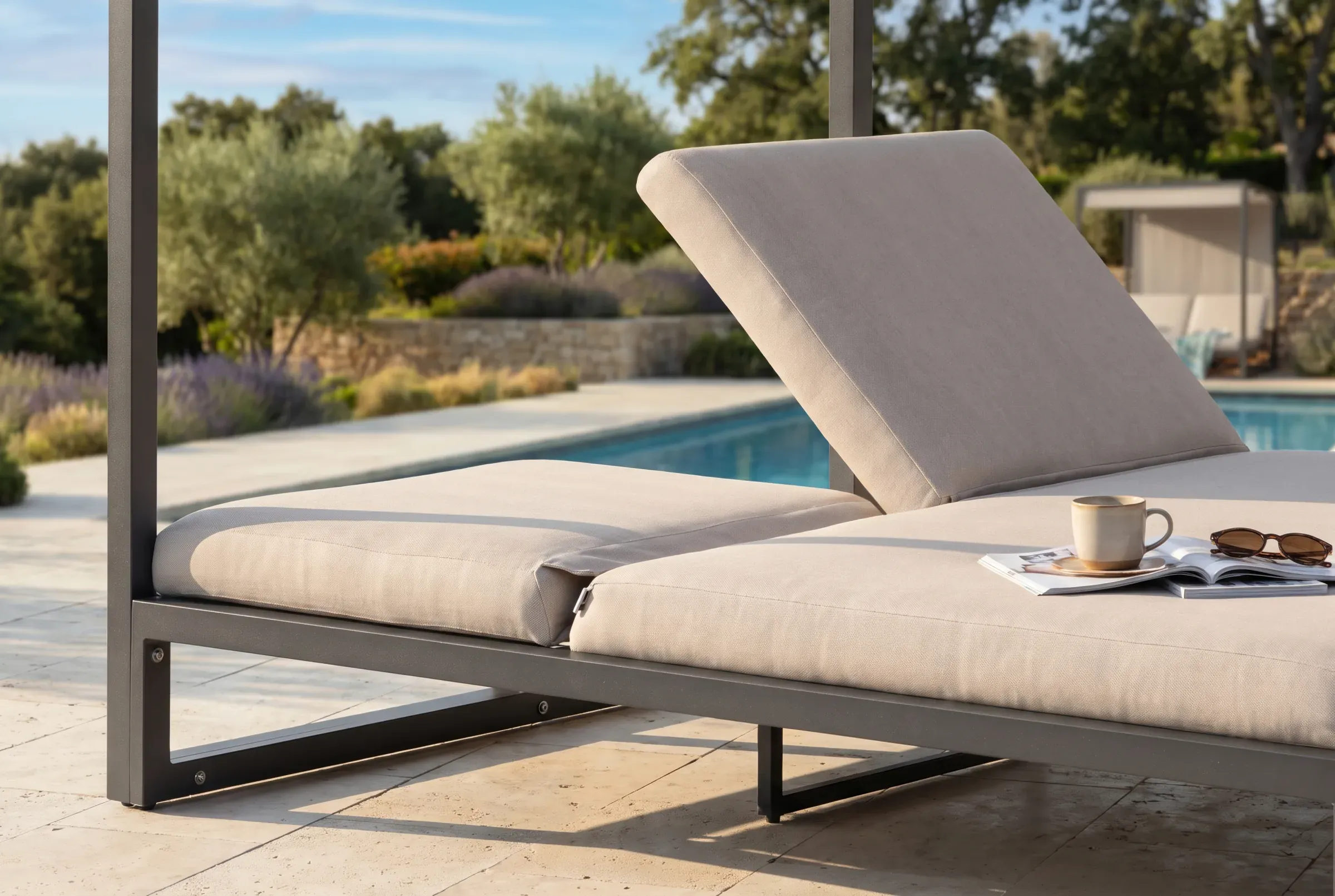 Allure Cabana Day Bed / Sun Lounger shown in an outdoor setting